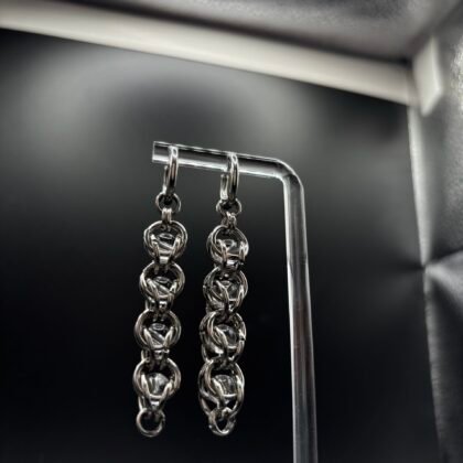 paire de quadruple perle argentée et transparente