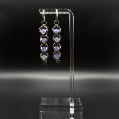 Paire de quadruple perle argentée et violette