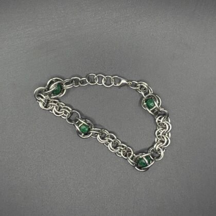 bracelet empire de perle argenté et vert