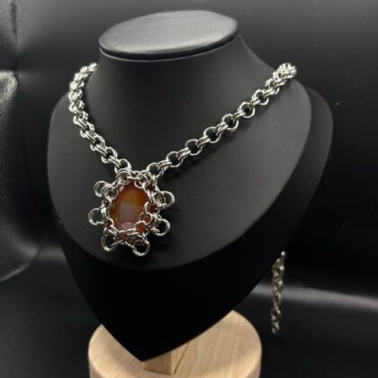 collier soleil argenté et orange