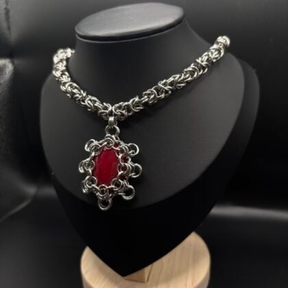 collier big biz soleil argenté et rouge