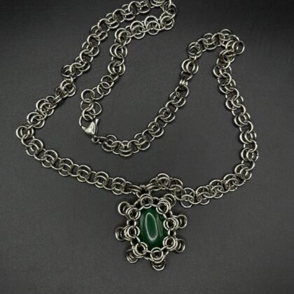collier soleil argenté et vert
