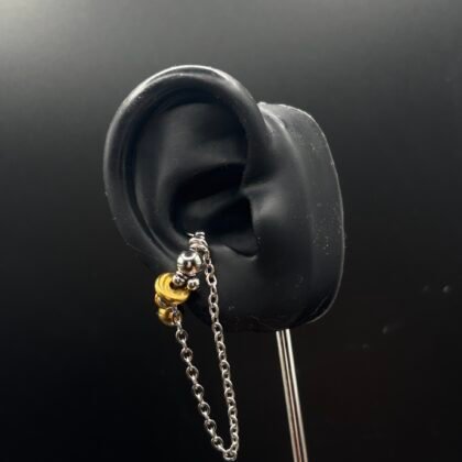 earcuff doré et argenté avec chaîne
