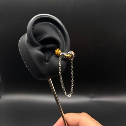 earcuff argenté et œil de tigre
