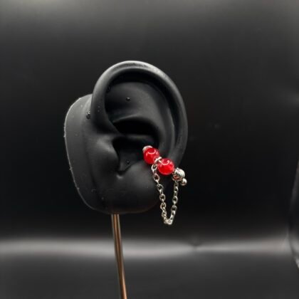 earcuff rouge et argenté